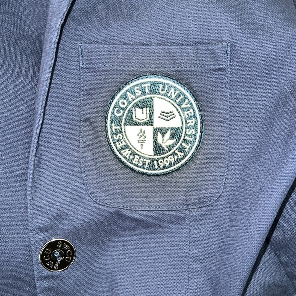NAVY BLUE Prep School WEST COAST UNIVERSITY Blazer Jacket, Size XS - Picture 6 of 9